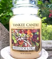 Yankee Candle Retired "MISTLETOE & FIG" Festive~Large 22 oz~WHITE LABEL~RARE~NEW