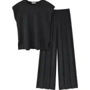 Ekouaer Lounge Sets for Women Two Piece Outfits Knit Cap Sweater Sets - Black XL