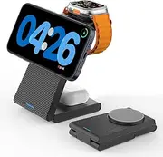 3 in 1 Wireless Charging Station Magnetic, Foldable Wireless Charger Stand for Multiple Devices, Wireless Charger for iPhone 16/15/14/13/12, Apple Watch 9/8/7/6/SE/5/4/3/2, AirPods 4/3/2/Pro