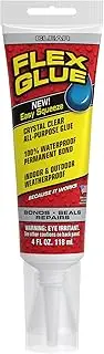 Flex Glue, Super Strong, Transparent, Rubberized Waterproof Adhesive, Works Underwater, Use on Pools, Showers, Outdoors, Concrete, Brick, Pavers, UV Resistant, 4 oz Squeeze Tube, Clear