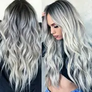 Grey Women Gradient Grey Pink Blonde Synthetic Hair Wavy Wig Wigs Long Hair wig AU