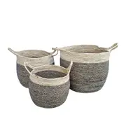 3pc J.Elliot Home Jasper 25/28/35cm Seagrass Storage Basket Set Organiser NATRL