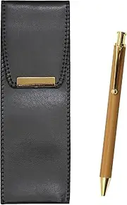 Eco Leather Pen Case Bamboo Ballpoint Pen Set of 3 Pack T23-BR-B-FB300CB-3