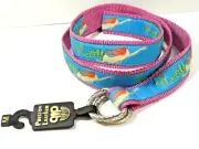PRESTON LEATHER Medium 35-37 D-Ring Belt Mermaid Pink Webbing/Blue Ribbon Belt