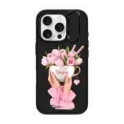 iPhone 16 Pro Impact Ring Stand Case MagSafe Compatible Floral coffee