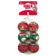 Kong Holiday SqueakAir Balls 6 Pack Tennis Ball Squeaker Dog Toy Fetching Play