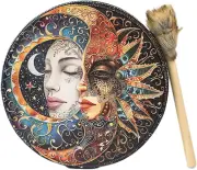 Shaman Drum | 10Inch Handmade Shamanic Drum | Egyptian Pharaoh Moon Pattern S...