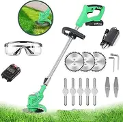 Cordless Lawn Trimmer 21V 1800W Lightweight Electric Lawnmower 2-In-1 Telescopic Handle Lawnmower 360 ° Rotatable Trimmer Head Brush Cutter for Cutting Lawns, Lawn Care Driveways And Gardens,1x battery