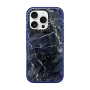 iPhone 16 Pro Impact Case MagSafe Compatible Blue Stone Marble