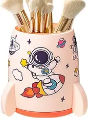 Pencil Cup Holder, Cute Pen Containers, Rocket Shaped Pencil Cup, Cute Pen Storage Box, Rocket Ship Cup with High Capacity Rocket Shape with Astronaut Sticker for S