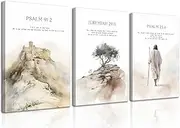 3Pcs Framed Jesus Wall Art Christian Bible Verse Canvas Posters Prints Minimalist Bible Stories Scripture Wall Decor Pictures Religious Artwork for Living Room Bedroom Church Decoration 16x24in