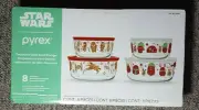 Pyrex® Star Wars Christmas C3PO Vader Chewbacca 8 Piece Storage Bowl Set NEW
