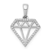 14k White Gold Real Diamond Gemstone-shape Pendant