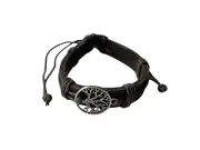 Dark Brown Leather Band Tree of Life Silver Bracelet ~ Gift Idea!