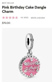 Authentic PANDORA Pink Birthday Cake Dangle Charm 798888C01