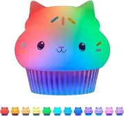 [Lights By Night] Gabby's Dollhouse Cakey Cat Squishy, Night Light, Color-Changing Table Lamp for Children's Bedroom, Bathroom, Playroom, Battery Option, USB Powered - 78941