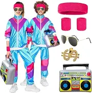 [Mprocen] 80s Costumes Men's 70s Tracksuit Clothing Retro Cool Old School Rapper Hip Hop Outfit Party Halloween