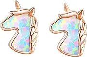 [WRITWAA] 1 Pair Opal Stud Earrings Fashion Girl Ear Jewelry Creative Copper and Opal for Daily and Party Use