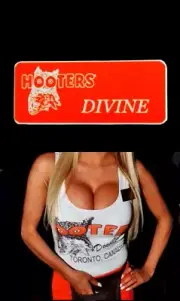Hooters Uniform Divine Name Tag Pin Back Dress Role Play Costume Accessory