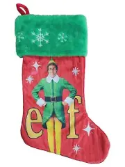 Elf The Movie Red & Green Plush Velvet Holiday Christmas Stocking