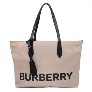 【BURBERRY 巴寶莉】經典燙印LOGO尼龍手提肩購物包托特包(顏色任選)