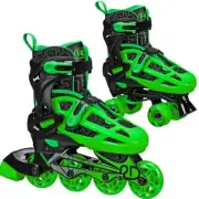 Roller Derby 2 in 1 Kids' Inline-Quad Combo Skates - Black/Green (12-2) NIB
