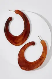 Tortoise Shell Open Ended Hoop Earrings--TGT-EJ2051T