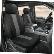 Front Car Seat Cover for Ford F150 Leather Grey/Gray(carbon fiber texture)