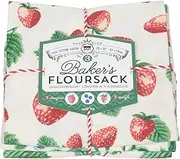 Now Designs Berry Patch Cotton Floursack Kitchen Dish Towels 20 x 30in, Set of 3, Red, Blue, Green, White