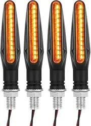 LED Indicator Blinkers Amber Lamp Accessories Moto Led Flowing Water Blinker Bendable Flashing Lamp UN&IVE&RSAL Motorcycle Turn Signal Light Built Relay 12V Flasher(4PCS)