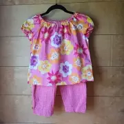 NWT BABY LULU 6 Years Girls FLORAL PANT TOP SET Amaryllis pink purple Orange