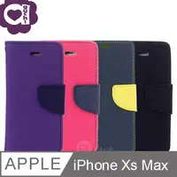 在飛比找PChome24h購物優惠-Apple iPhone Xs Max 馬卡龍雙色側掀手機皮