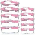 10-PK Glass Meal Prep Containers - Airtight Glass Food Storage Lunch Pack Set