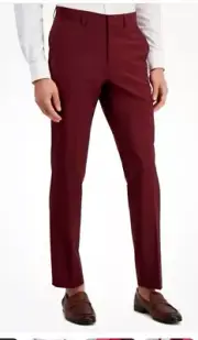 Hugo Boss Superflex Mens Modern Fit Dark Red Suit Dress Pants 34 x 32 Wool Blend