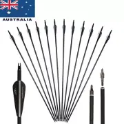 12PC 31" Carbon Arrows SP500/350 Recurve/Compound Bows Arrows Target Hunting