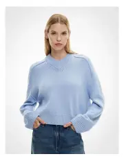 [Witchery] High V Neck Knit Jumper in Cornflower Blue