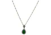 Gold Coast Green Opal Pear Shaped Platinum Plated Pendant & Necklace Set, 12 PC