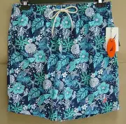 NWT $55 NAUTICA Mens M TONAL SEALIFE SWIM TRUNKS Twilight Blue Swimsuit T32402