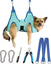 Dog Pet Grooming Hammock, S Dog Hanging Harness for Nail Clipping w/ Wide Strap