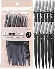 Kitsch Dermaplaning Tool - Face Razors for Women | Eyebrow Razor & Face Shaver | Facial Hair Removal | Dermaplane Razor, 12 pc (Black)