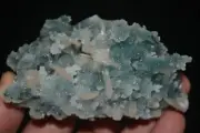 stilbite on green chalcedony mineral specimen india #590