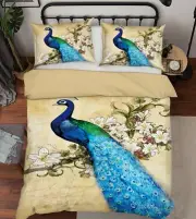 3D Elegant Peacock NAO3307 Bed Pillowcases Quilt Duvet Cover Set Queen King Fay