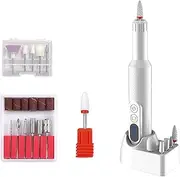 CLSSLVVBN Mini Electric Forgrinder Portable Nail Sander for Gel Polishing Removal and 6 Types of Polishing Heads Can Be Replaced, White