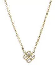 Zoe Lev 14K Yellow Gold Large Diamond Clover Pendant Necklace, 16