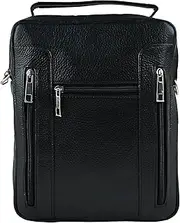 [Gentry Choice] Messenger Bags Black Full-Grain Leather Messenger Bag Crossbody Satchel with Adjustable Strap Multiple Compartments iPad Friendly Stylish & Durable Handbag for Men & Women