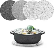 Chamgeco 10-Inch Woven Table Mats Placemats Trivets, 4PCS Heat-Resistant Cotton Braided Pot Holders Non-Slip Hot Pads for Hot Dishes Pans, Kitchen Countertops,Tables, Home Kitchen Essentials(Color 1)