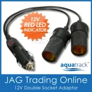12V POWER PLUG with LED & DOUBLE ADAPTOR CIGARETTE TWIN SOCKET - Boat/Caravan/RV