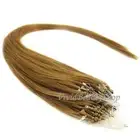 200 Micro Loop Ring Beads I Tip Indian Remy Human Hair Extensions Light Brown #6