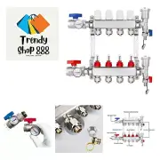 4-Branch PEX/Radiant Heat Manifold ，1/2" PEX Tubing Manifold,304 Stainless St...