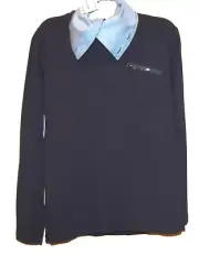 Mondo Cotton Blue Gray Collar Turtleneck Men's Sweater Shirt 4XL